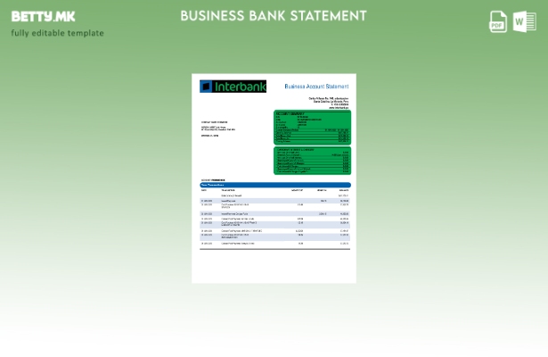 модерен стил Извод на сметка на меѓубанкарска организација Шаблон Word и PDF